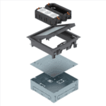 OBO 7427410 Geräteeinsatz mit Einbaugehäuse 222x222x 73mm Polyamid eisengrau RAL 7011 UDHOME GES4 7011 Verpackungseinheit:1ST