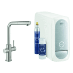 GROHE 31 539 DC0 GROHE Starter Kit GROHE Blue Home 31539, L-Auslauf, Einlochmontage, herausziehbarer Mousseurauslauf, mit Bluetooth 4.0 und WIFI Datenkommunikation, supersteel 31539 Verpackungseinheit:1ST