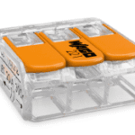 WAGO 221-413 COMPACT Verbindungsdosenklemme 3-polig mit Hebeln, max. 4 mm², transparent  Verpackungseinheit:50ST