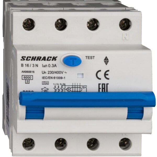 AK868816-- LS-FI-Schalter 3+N, AMPARO, 6kA, B 16A, 300mA, Typ A<br><u>Verkaufseinheit: 1Stk</u>