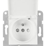 EV101253-- Steckdose mit Erdungsstift, Steckklemmen, Klappdeckel, weiß<br><u>Verkaufseinheit: 1Stk</u>