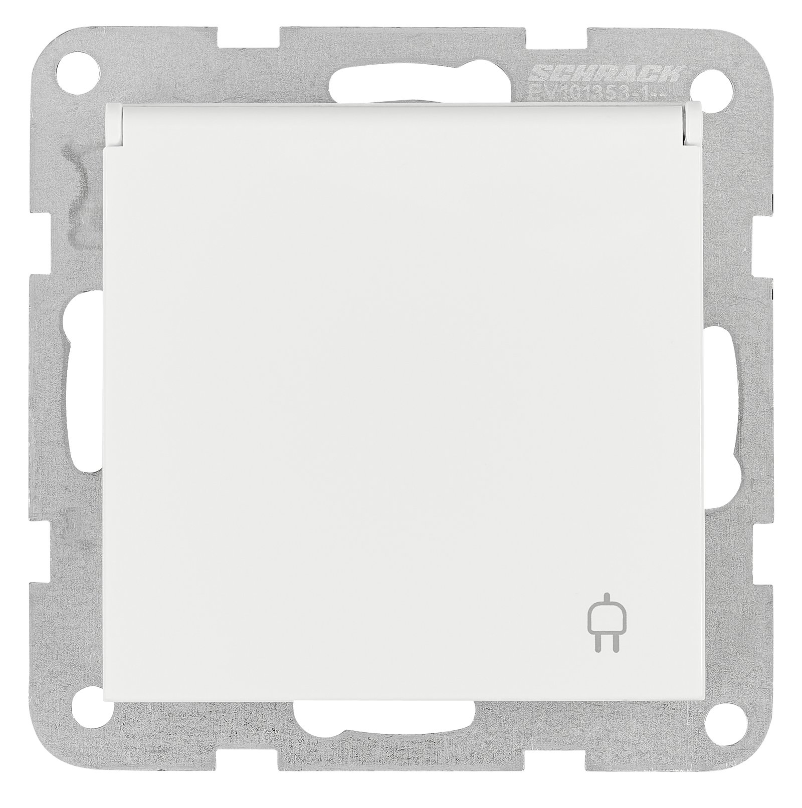 f_ev101353-1 EV101353-1 Steckdose mit Erdungsstift, Steckkl, Klappde., 1 Stück, weiß<br><u>Verkaufseinheit: 1Stk</u> – Bild 1