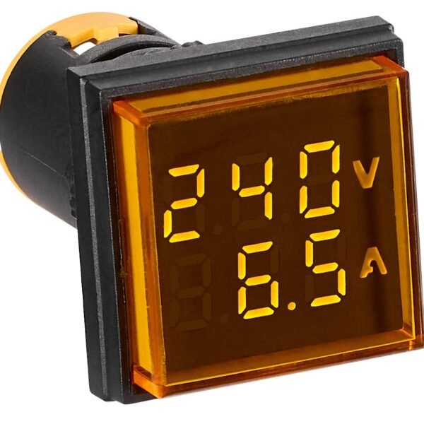 MGF42100Y- Volt/Amp.meter, 22,5mm, 50-500V 0-100A AC,  gelb, rechteckig<br><u>Verkaufseinheit: 1Stk</u>