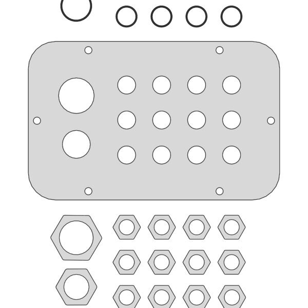 WSAFA0A3-- WSA Kabeleinführungsflansch für Typ A, mit 14 Durchführungen<br><u>Verkaufseinheit: 1Stk</u>
