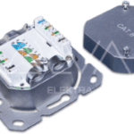 ALVA DD-KAT6-2-UP-9010 KAT.6 Unterputzdose komplett 2xRJ45 Schrägauslass geschirmt, RAL9010, LSA+  Verpackungseinheit:1ST