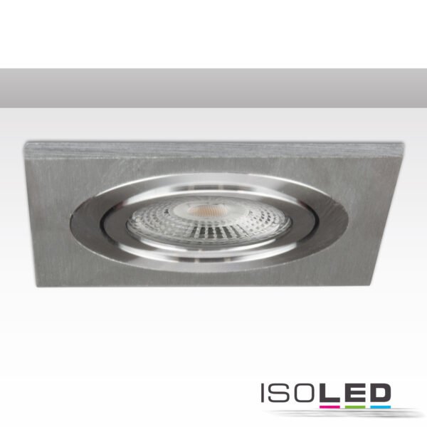 ISOLED 111062 Einbaurahmen BRUSH eckig, Loch 78mm, Alu gebürstet, für GU10/MR16 Spots