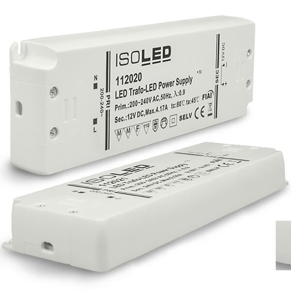 ISOLED 112020 LED Trafo 12V/DC, 0-50W, SELV, ultraflach