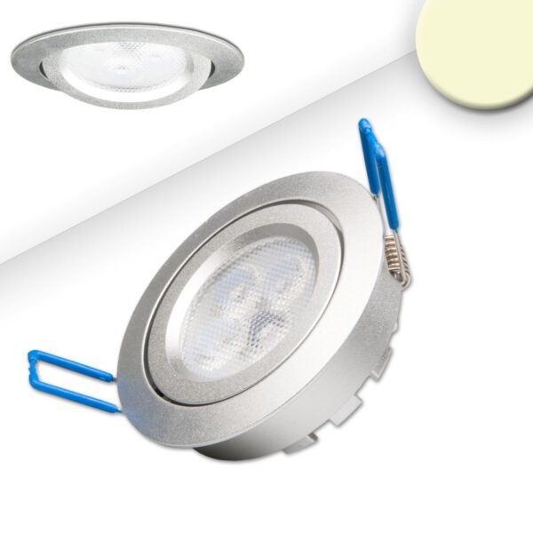 ISOLED 112050 LED Einbaustrahler, silber, 8W, 72°, rund, warmweiß, dimmbar