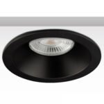 ISOLED 113281 Einbaurahmen rund mit Glaslinse, Loch 72mm, schwarz, für GU10/MR16 Spots