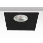 ISOLED 113283 Einbaurahmen eckig mit Glaslinse, Loch 72mm, schwarz, für GU10/MR16 Spots