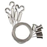 ISOLED 113372 Seilabhängung (4 Stk) mit Deckenverschraubung und Gegenstück mit Haken inkl. Stahlseile 1.000mm