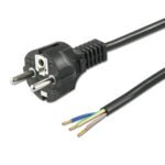 ISOLED 113554 Schutzkontakt-Stecker schwarz, 1,5m, lose Kabelenden