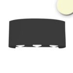 ISOLED 113987 LED Wandleuchte Up&Down 6*1W CREE, IP54, sandschwarz, warmweiß