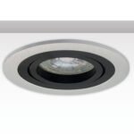 ISOLED 114017 Einbaurahmen rund, Loch 80mm, Alu gebürstet + schwarz, für GU10/MR16 Spots