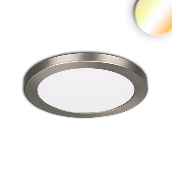 ISOLED 114021 LED Aufbau/Einbauleuchte Slim Flex, 6W, nickel gebürstet, ColorSwitch 3000|3500|4000K