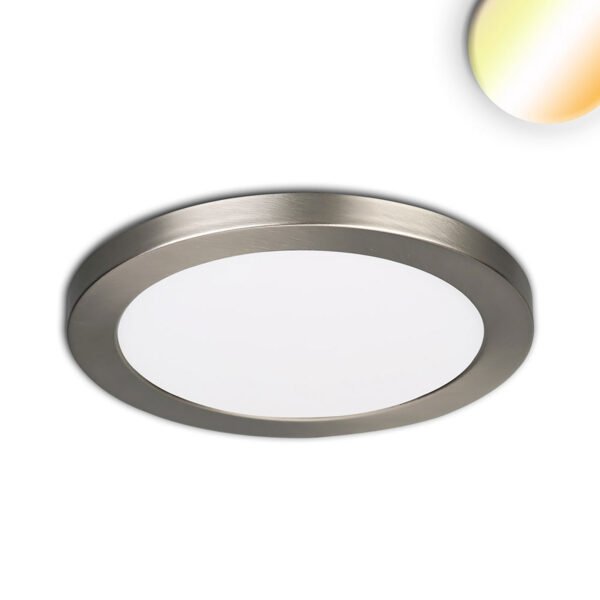 ISOLED 114024 LED Aufbau/Einbauleuchte Slim Flex, 12W, nickel gebürstet, ColorSwitch 3000|3500|4000K
