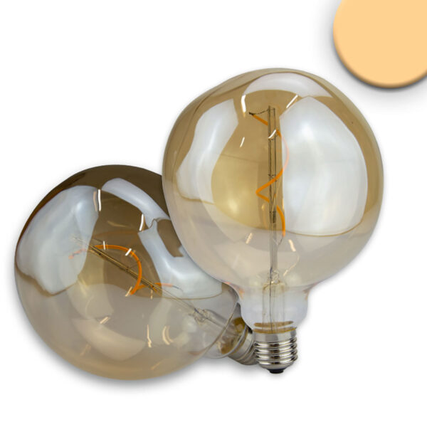 ISOLED 114168 E27 Vintage Line LED Dekobirne 125, 4W ultrawarmweiß, Glas amber, dimmbar