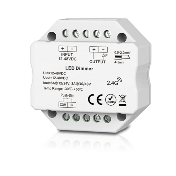 ISOLED 114435 Sys-Pro Push/Funk Mesh Multi-PWM-Dimmer, 1 Kanal, 12-24V DC 6A, 36-48V DC 3A