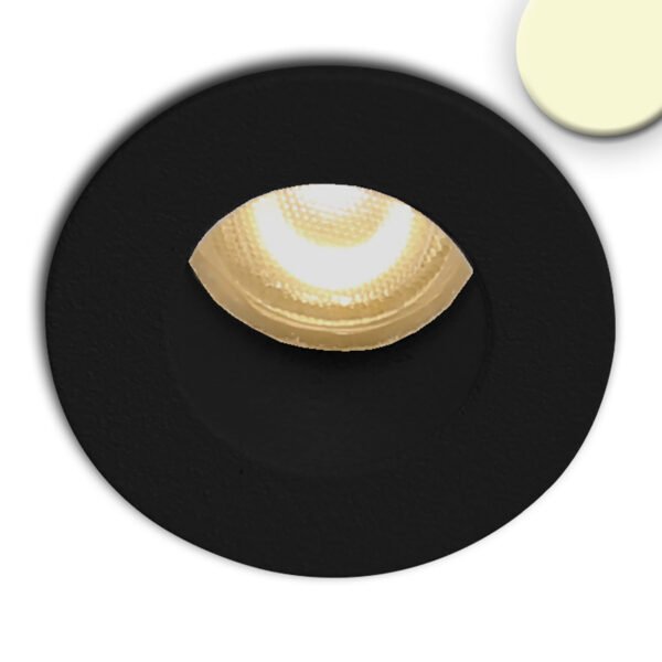 ISOLED 114484 LED Einbauleuchte MiniAMP schwarz, 1W, 24V DC, warmweiß, rückversetzt, dimmbar