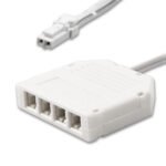 ISOLED 114498 MiniAMP 4-fach Verteiler (1 male-Stecker an 4 female-Buchsen), 30cm, 2-polig, weiß, max. 3,5A
