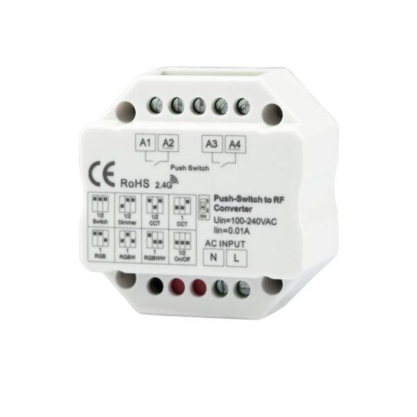 ISOLED 114582 Sys-Pro 2-Push Input, Funk-Output für Switch/Dimm/CCT/ RGB/RGB+W Empfänger, 100-240V