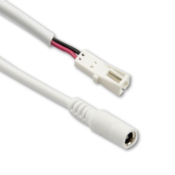 ISOLED 114650 Adapter Rundstecker Female auf MiniAmp Female-Buchse, 10cm, 2-polig, weiß, max. 3A