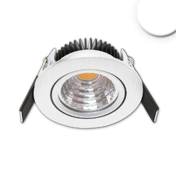 ISOLED 114691 LED Einbaustrahler MiniAMP 24V DC, 68mm Loch, alu gebürstet, 5W, 4000K, dimmbar