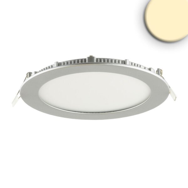 ISOLED 114908 LED Downlight, 12W, rund, ultraflach, silber, warmweiß, dimmbar