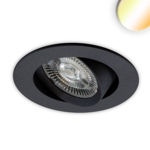 ISOLED 114972 LED Einbauleuchte Sunset Slim68 schwarz, rund, 9W, 1800-2800K, Dimm-to-warm