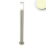ISOLED 115021 Pollerleuchte 1100 Edelstahl, IP44, PIR Bewegungssensor, warmweiß, inkl. E27 LED Leuchtmittel 9W