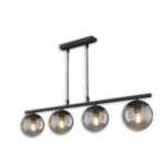 ISOLED 115041 Hängeleuchte Metall schwarz, rund, rauchglas, 4xE27 Fassung, exkl. Leuchtmittel