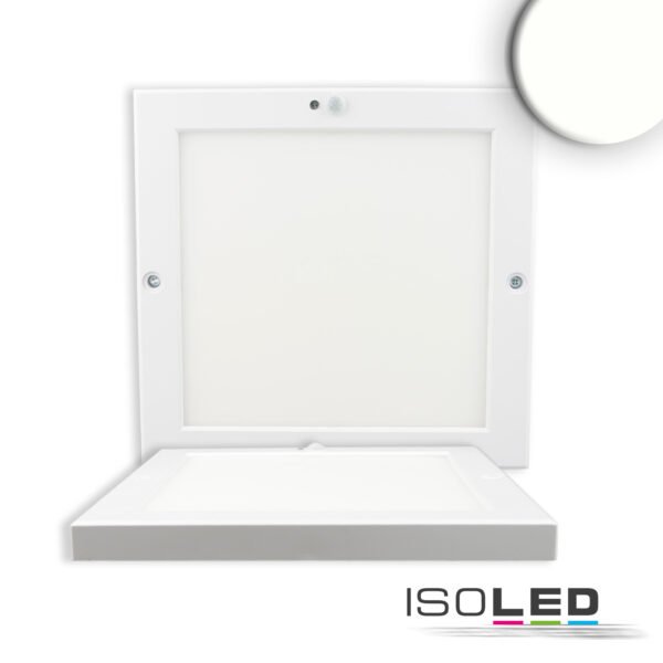 ISOLED 115105 Deckenlampe Slim eckig weiß, 220x220mm, mit PIR-Bewegungssensor, 18W, Trafo integriert, neutralweiß