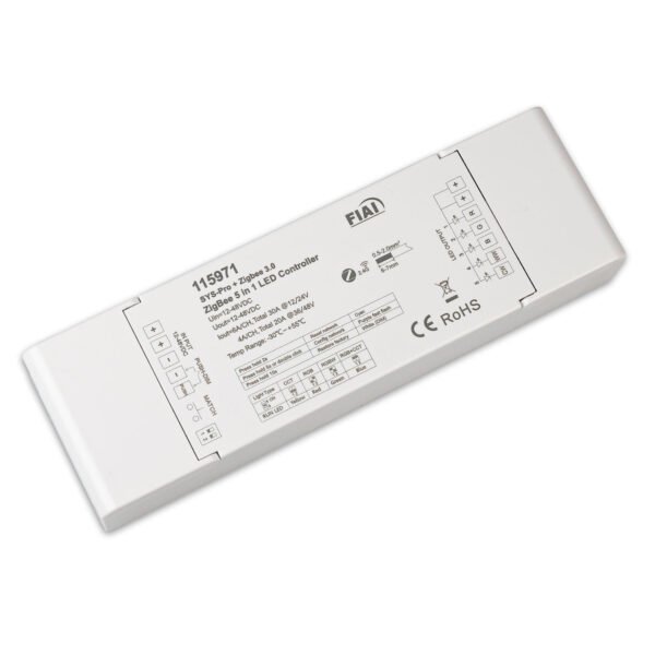 ISOLED 115971 Sys-Pro + Zigbee 3.0 Push/Funk 1-5 Kanal Multi-PWM-Dimmer, 12-24V DC 5x6A, 36-48V DC 5x4A
