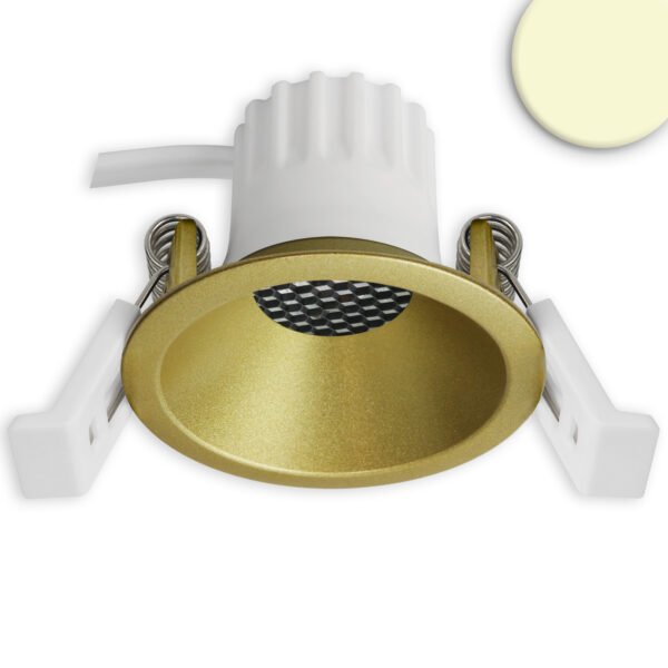 ISOLED 117269 LED Einbaustrahler BACK45, gold, rund, 5W, CRI90, 2700K, rückversetzt, Honeycomb, dimmbar