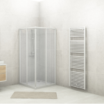 DUKA MEK2900190SILA9 Largo Eckeinstieg Schiebetür 2-teilig komplett, 900x900x1900,silber matt,Acryl  Verpackungseinheit:1ST