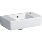 GEBERIT SANITAER 272140000 Geberit Renova Compact Handwaschbecken verkürzte Ausladung, mit Ablagefläche: 40x15x25cm, weiß, Hahnloch=rechts, Überlauf=sichtbar, symmetrisch, Ablagefläche=beidseitig  Verpackungseinheit:1ST