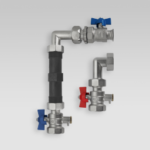 ALVA ALFBHVKHS1EW130 ALVA FBH Verteiler WMZ Anschlusset Eck 1"IG x 1" ÜWM für WMZ 1"x130 mm  Verpackungseinheit:1ST