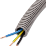 DIETZEL 065041 PVC-Panzerflexrohr, Ø 20 mm, 33412, bieg sam, mittel, mit Turborillen, grau, 50 m FXPR 20 GR + YE 3X2,5 SW,BL,GE/GN Verpackungseinheit:50M