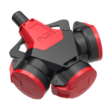 PC ELECTRIC 253722-SR 3-Wegekupplung Taurus2 Vollgummi mit Kla ppdeckel nat IP54 rot  Verpackungseinheit:1ST