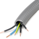 DIETZEL 065399 PVC-Panzerflexrohr, Ø 20 mm, 33412, bieg sam, mittel, mit Turborillen, grau, 50 m FXPR 20 GR + YE 5X2,5,3X SW,BL,GE/GN Verpackungseinheit:50M