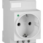 BZ325003-A Reiheneinbau-Schukosteckdose mit LED u. Schraubanschl., grau<br><u>Verkaufseinheit: 1Stk</u>