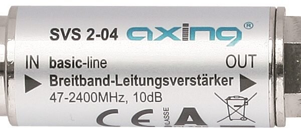 HSZUI204-- SAT Inline Verstärker 10dB, 47 - 2.200MHz, SVS 2-04<br><u>Verkaufseinheit: 1Stk</u>