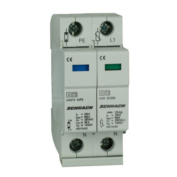 IS010450-- T2/C - Ableiter komplett, 1+1, 20kA/280V - Serie UAS<br><u>Verkaufseinheit: 1Stk</u>